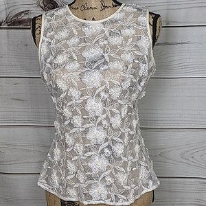 ANTHRO. TRACY REESE Sheer Floral Lace Top Sz 6